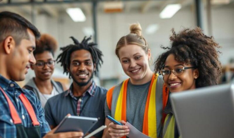 Young adults in training