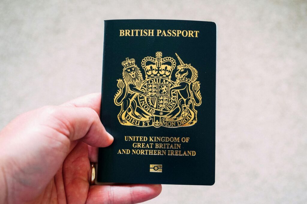 Someone holding a British passport
